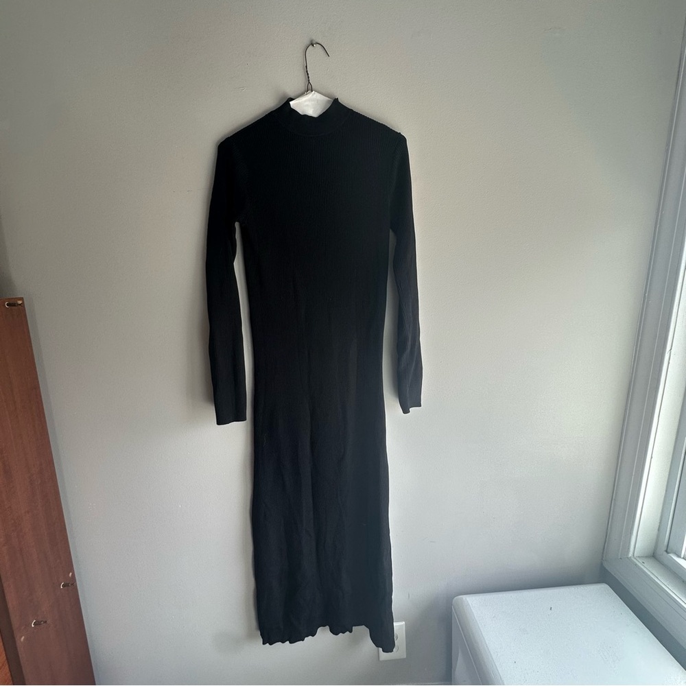 Musier Paris Darc Backless Longsleeve Mockneck Dress
